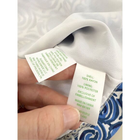 Lilly Pulitzer Julianna Tunic Dress Indigo Chasing Tail Large Beaded - Picture 5 of 6